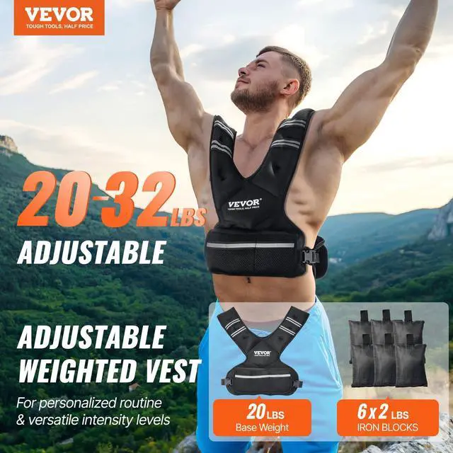 Alt view image 2 of 14 - VEVOR 20-32lb Adjustable Weighted Vest for Men Women Strength Training Running