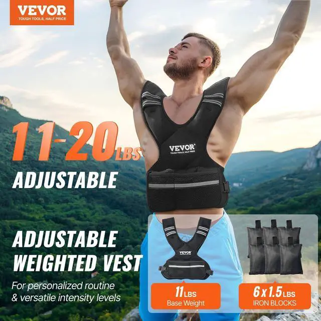 Alt view image 2 of 7 - VEVOR 11-20lb Adjustable Weighted Vest for Men Women Strength Training Running