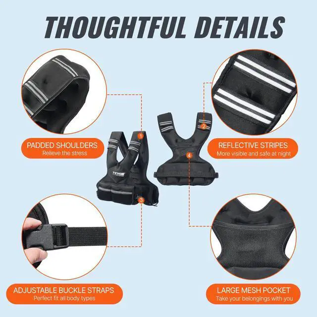 Alt view image 5 of 7 - VEVOR 11-20lb Adjustable Weighted Vest for Men Women Strength Training Running