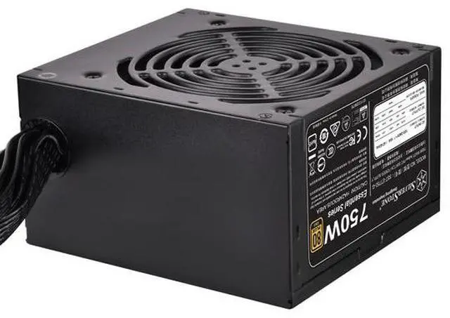 Alt view image 2 of 5 - SilverStone ET750-G Essential Series 750W Power Supply, 80 Plus Gold Certified, Silent 120mm Fan, All-Black Flat Cables, Single +12V Rail, PCIe 8-Pin & 6-Pin Support