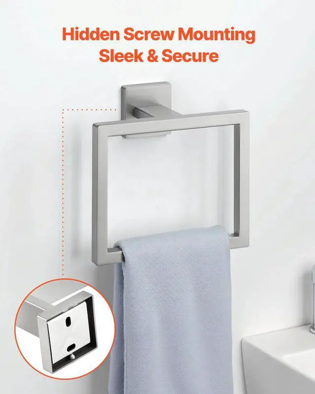 Alt view image 4 of 7 - VEVOR 5 Pcs Towel Bar Set Bathroom Hardware Set Brushed Nickel Bath Accessories