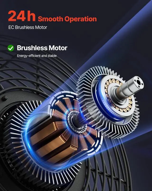 Alt view image 3 of 7 - VEVOR 10 in Shutter Exhaust Fan with Smart Programming Controller Wall Mount