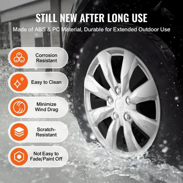 Alt view image 6 of 7 - VEVOR 16" Wheel Rim Cover Hubcaps Set of 4 Sturdy Hubcap for All Weather Use