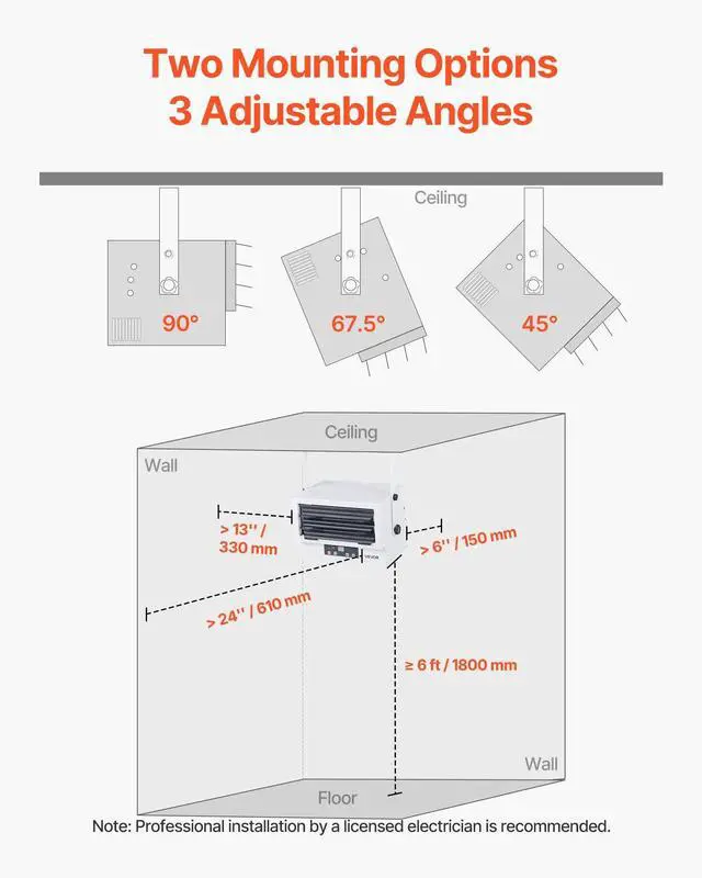 Alt view image 5 of 7 - VEVOR Electric Garage Heater 5000-Watt Ceiling Mount With Remote Control