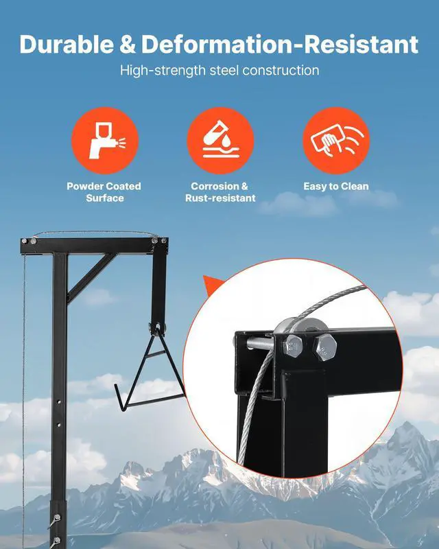 Alt view image 6 of 7 - VEVOR Truck Hitch Game Hoist 600 lbs Hunting Deer Hoist with 2-inch Receiver