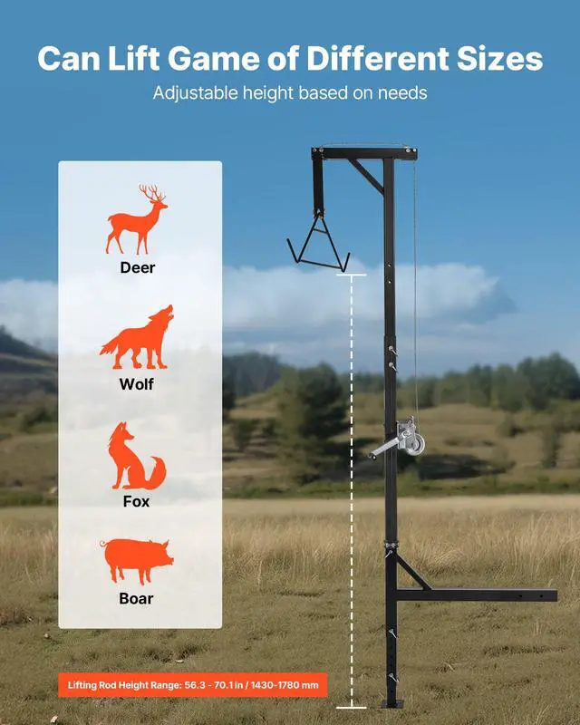 Alt view image 5 of 7 - VEVOR Truck Hitch Game Hoist 600 lbs Hunting Deer Hoist with 2-inch Receiver