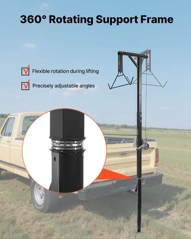 Alt view image 4 of 7 - VEVOR Truck Hitch Game Hoist 600 lbs Hunting Deer Hoist with 2-inch Receiver