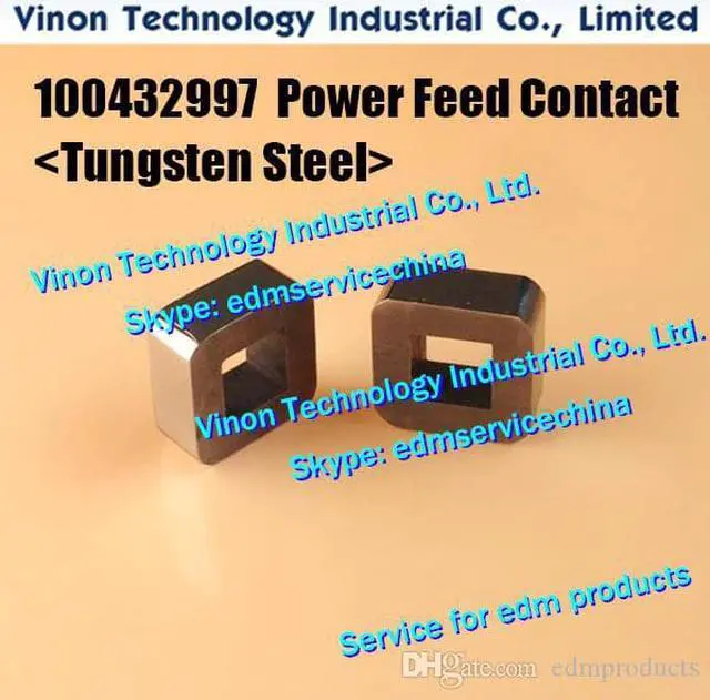 Main image of (2pcs) 100342166 Power Feed Contact C001 (Tungsten Steel) 12x12x5mm for Robofil 100,200,400,CUT20. 100432997, 342.166, 432.997