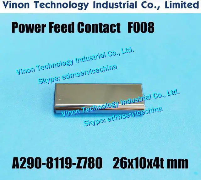 Main image of (2pcs) A290-8119-Z780-L 30x10x4tmm Power Feed Contact F008-1 for Fanuc iE,CiA series machine. edm electrode pin F006-2(30)