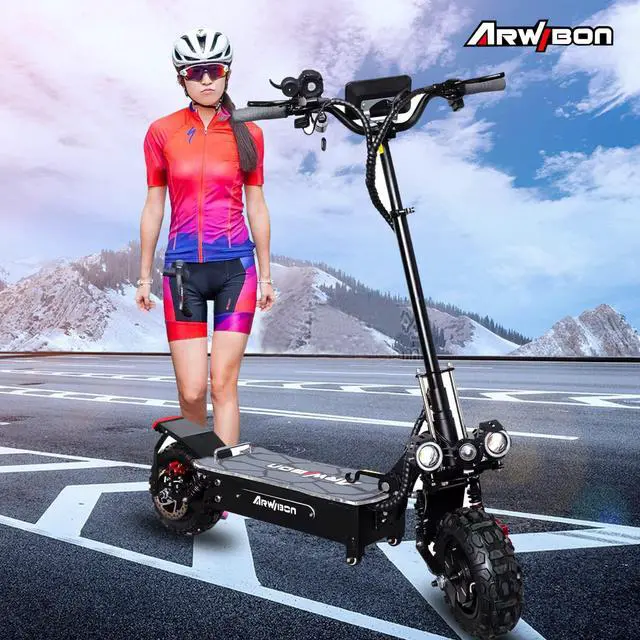 Alt view image 2 of 7 - Arwibon Q06Pro Electric Scooter for Adults Dual Drive 5600W Motor, Up to 40 MPH & 40 Miles, 60V/27AH, 11'' Heavy Duty Vacuum Off-Road Tire, Dual Oil Braking, Electric Scooter Without Seat