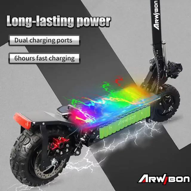 Alt view image 7 of 7 - Arwibon Q06Pro Electric Scooter for Adults Dual Drive 5600W Motor, Up to 40 MPH & 40 Miles, 60V/27AH, 11'' Heavy Duty Vacuum Off-Road Tire, Dual Oil Braking, Electric Scooter Without Seat