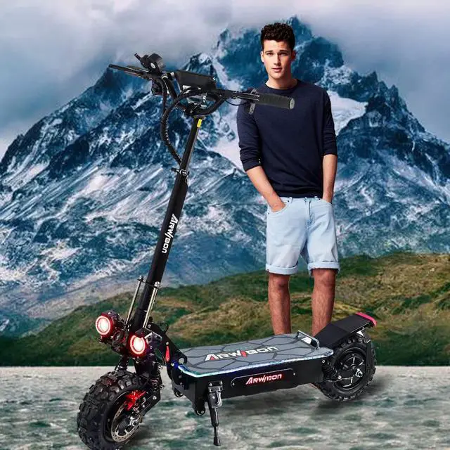 Alt view image 6 of 7 - Arwibon Q06Pro Electric Scooter for Adults Dual Drive 5600W Motor, Up to 40 MPH & 40 Miles, 60V/27AH, 11'' Heavy Duty Vacuum Off-Road Tire, Dual Oil Braking, Electric Scooter Without Seat