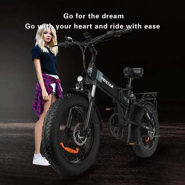 Alt view image 6 of 7 - Electric Bike for Adults Foldable 1000W Motor,26 MPH 48V/14Ah 20'' x 4.0 Fat Tire Removable Battery Assist Bicycle with Shimano 7-Speed Snow Beach Mountain Ebikes black