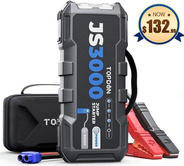 TOPDON JS3000 Car Jump Starter 3000A Peak 24000mAh Car Battery Booster for  Up to 9L Gas/ 7L Diesel Engines, 12V Portable Car Battery Charger with