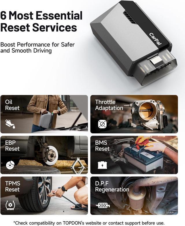 Alt view image 6 of 7 - TOPDON CarPal, OBD2 Scanner, Bluetooth Scanner for Car, All System Diagnostic Tool for iOS & Android, Vehicle Health Check, 6 Maintenance Services, Smog Check, Repair Guide, Performance Test