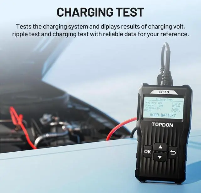Alt view image 4 of 7 - TOPDON BT30 12V Car Battery Tester Digital Automotive Diagnostic Analyzer Vehicle Cranking Charging Scanner Tool