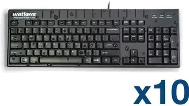 Main image of Case of (10) KBWKABS104-BK - WetKeys Professional-grade Full-size ABS Plastic Waterproof Keyboard with 10-key Number-pad (USB) (Black) | KBWKABS104-BK-C10
