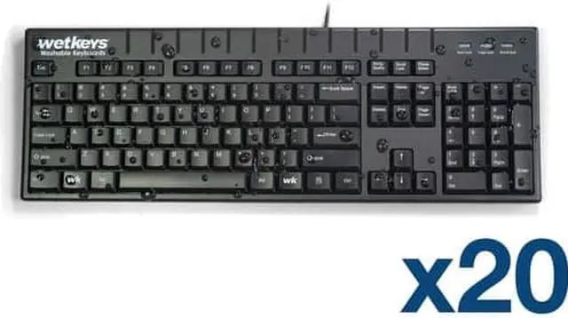 Main image of Case of (20) KBWKABS104-BK - WetKeys Professional-grade Full-size ABS Plastic Waterproof Keyboard with 10-key Number-pad (USB) (Black) | KBWKABS104-BK-C20