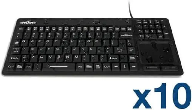 Main image of Case of (10) KBWKRC106T-BK - WetKeys "Touchpad Plus" Professional-grade Rigid Silicone Waterproof Keyboard with Touchpad (USB) (Black) | KBWKRC106T-BK-C10