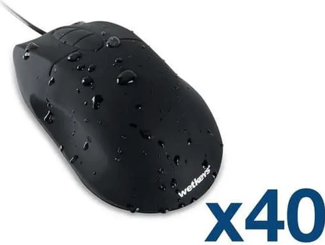 Main image of Case of (40) OMWK0C01-BK - WetKeys Professional-grade Ergonomic Optical Waterproof Mouse with 3-button Scroll (USB/PS2) (Black) | OMWK0C01-BK-C40