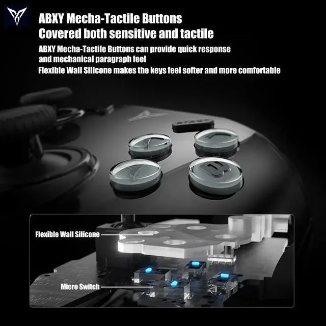 Alt view image 6 of 7 - Flydigi Apex 3 Elite Gaming Controller, Innovative Force Feedback Trigger, Full-Color LED Display Screen, Hybrid 8 Direction D-Pad, Multi-Platform Controller for PC, Android, IOS, TV Box Ect. Gray