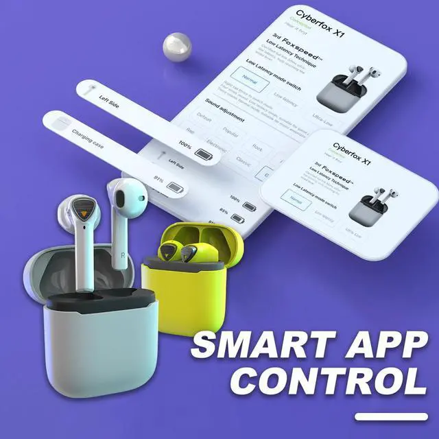 Alt view image 5 of 6 - Flydigi Cyberfox X1 True Wireless 50ms Ultra-Low Latency Gaming Earbuds, 13.4mm Large Drivers-Active Noise Canceling, 30 Hours of Play Time, Gaming/Music/Sports Sweat-Proof Headphone Yellow