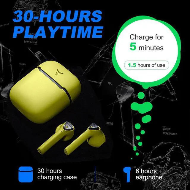 Alt view image 4 of 6 - Flydigi Cyberfox X1 True Wireless 50ms Ultra-Low Latency Gaming Earbuds, 13.4mm Large Drivers-Active Noise Canceling, 30 Hours of Play Time, Gaming/Music/Sports Sweat-Proof Headphone Yellow