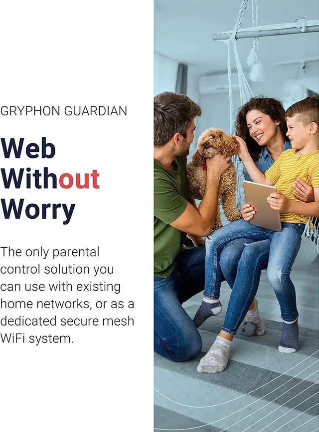Alt view image 3 of 7 - Gryphon Guardian Mesh WiFi Router  Parental Control System with Next-Gen Firewall & Content Filters  500Mbps, up to 1800 sq. ft. Coverage per Mesh Router  Replace or Add-to Existing Network