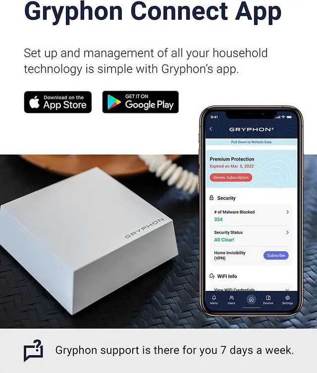 Alt view image 6 of 7 - Gryphon Guardian Mesh WiFi Router  Parental Control System with Next-Gen Firewall & Content Filters  500Mbps, up to 1800 sq. ft. Coverage per Mesh Router  Replace or Add-to Existing Network