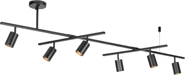Main image of 59829 64" 6-Light Track Lighting, Matte Black Finish, Center Swivel Bar, Adjustable Heads, GU10 Base, Dimmable, Modern Industrial Lighting