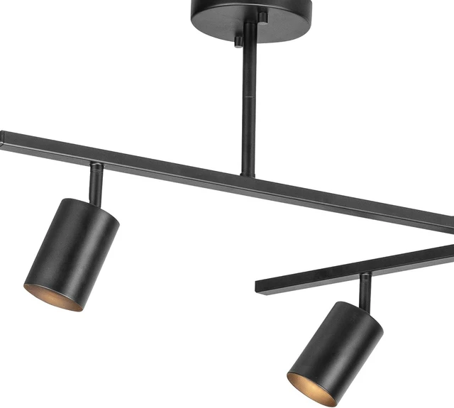 Alt view image 5 of 7 - 59829 64" 6-Light Track Lighting, Matte Black Finish, Center Swivel Bar, Adjustable Heads, GU10 Base, Dimmable, Modern Industrial Lighting