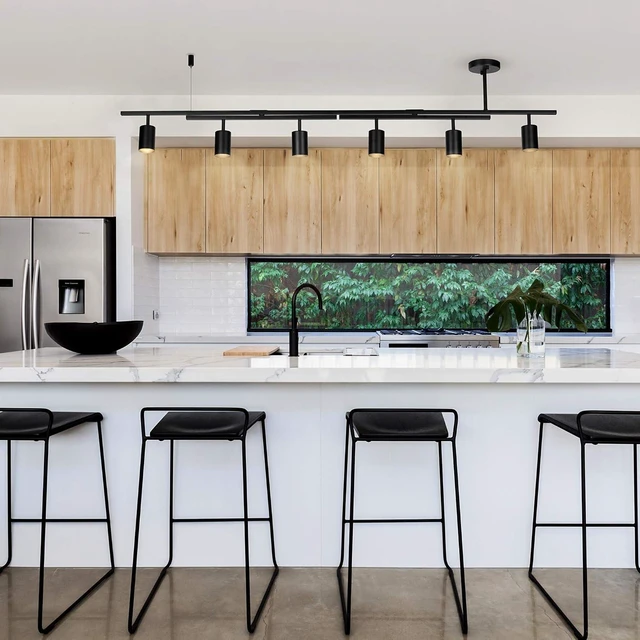 Alt view image 3 of 7 - 59829 64" 6-Light Track Lighting, Matte Black Finish, Center Swivel Bar, Adjustable Heads, GU10 Base, Dimmable, Modern Industrial Lighting