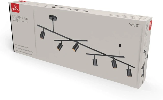 Alt view image 7 of 7 - 59829 64" 6-Light Track Lighting, Matte Black Finish, Center Swivel Bar, Adjustable Heads, GU10 Base, Dimmable, Modern Industrial Lighting