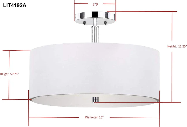 Alt view image 4 of 6 - SAFAVIEH Clara 3-Light Flush Mount, 16" White/Chrome LIT4192A