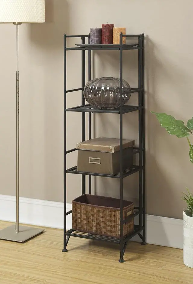 Alt view image 2 of 5 - Convenience Concepts Xtra Storage 4 Tier Folding Metal Shelf, Black