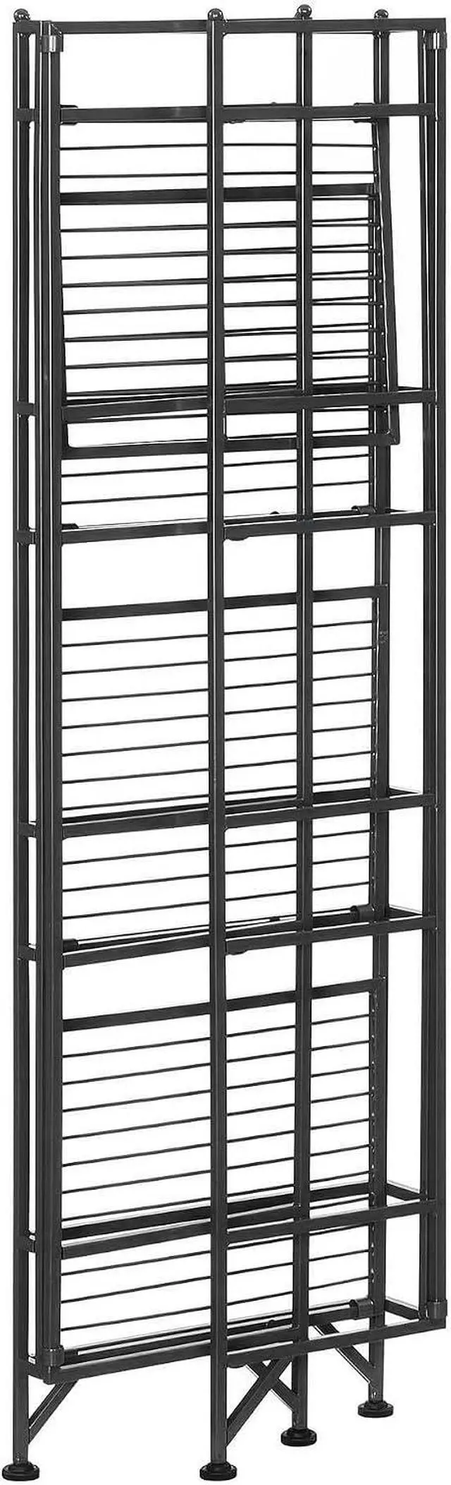 Alt view image 5 of 5 - Convenience Concepts Xtra Storage 4 Tier Folding Metal Shelf, Black