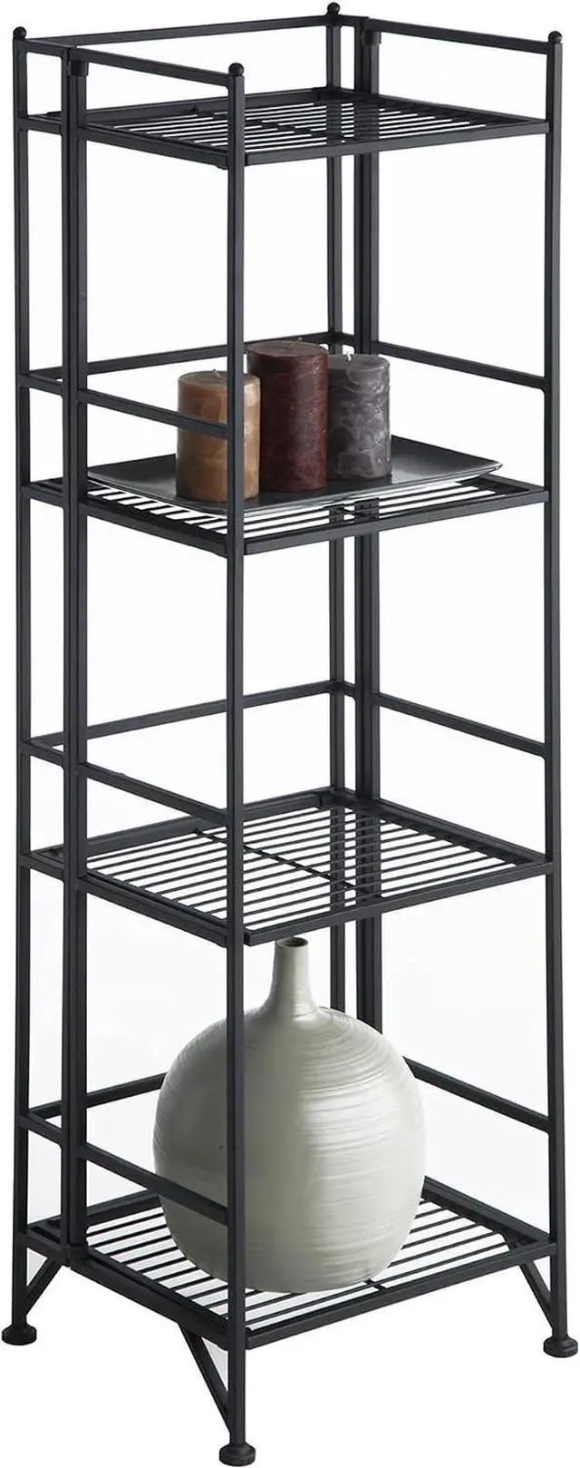 Alt view image 4 of 5 - Convenience Concepts Xtra Storage 4 Tier Folding Metal Shelf, Black