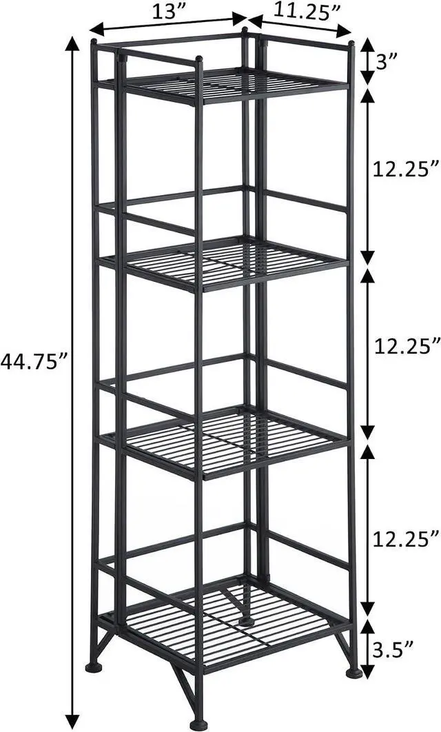 Alt view image 3 of 5 - Convenience Concepts Xtra Storage 4 Tier Folding Metal Shelf, Black