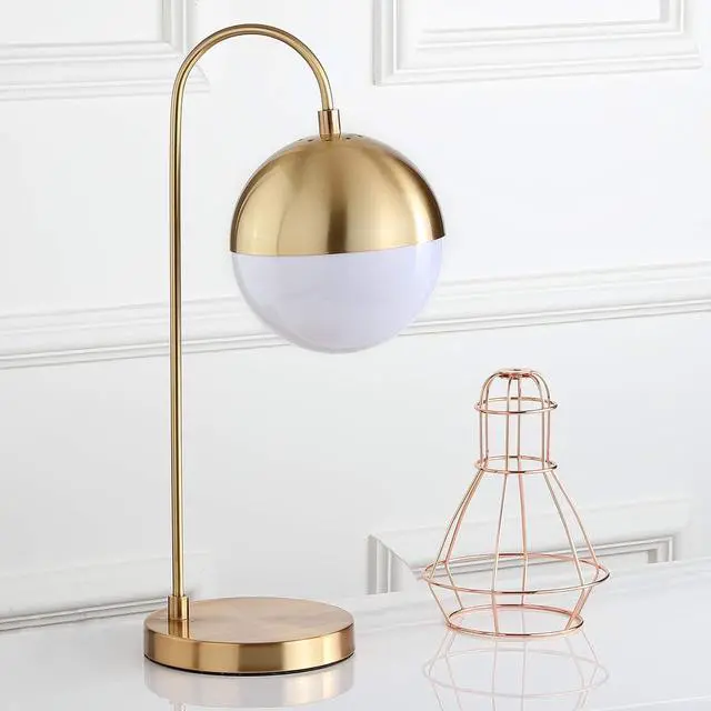 Alt view image 4 of 6 - SAFAVIEH Lighting Collection Cappi Modern Brass Gold Orb 21-inch Bedroom Living Room Home Office Desk Dorm Study Nightstand Task Table Lamp (LED Bulb Included)