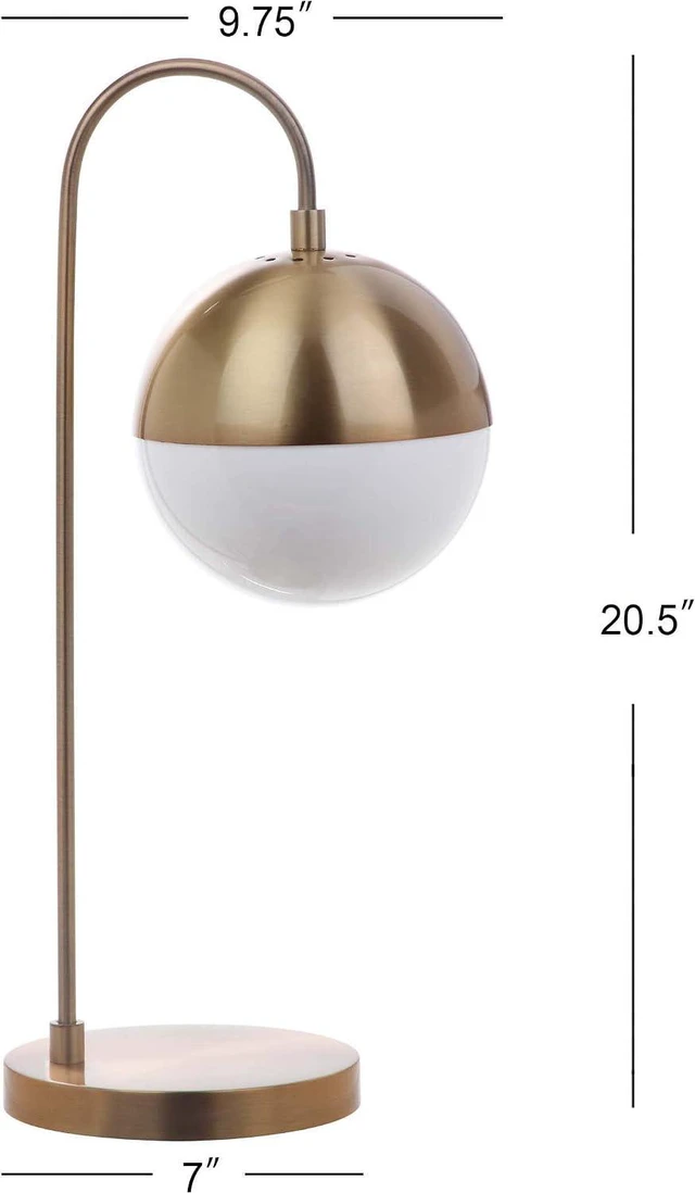 Alt view image 3 of 6 - SAFAVIEH Lighting Collection Cappi Modern Brass Gold Orb 21-inch Bedroom Living Room Home Office Desk Dorm Study Nightstand Task Table Lamp (LED Bulb Included)