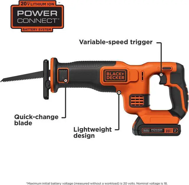 Alt view image 2 of 6 - 20V MAX* Cordless Reciprocating Saw Kit (BDCR20C)