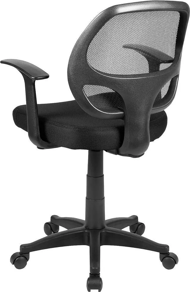 Alt view image 5 of 7 - Flash Furniture Mallard Mid-Back Swivel Mesh Office Chair with Padded Seat and T-Arms, Height-Adjustable Ergonomic Padded Office Desk Chair, Black