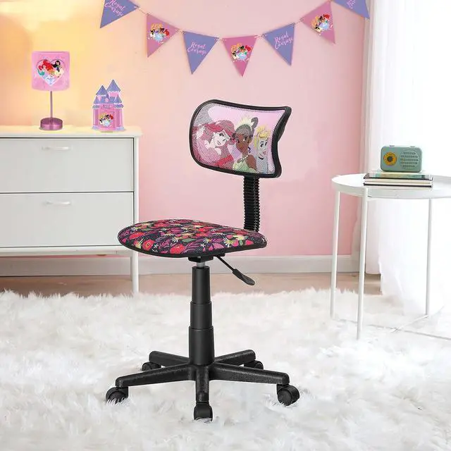 Alt view image 2 of 7 - Disney Princess Adjustable Swivel Mesh Rolling Desk Chair, for Kids, Teens and Adults