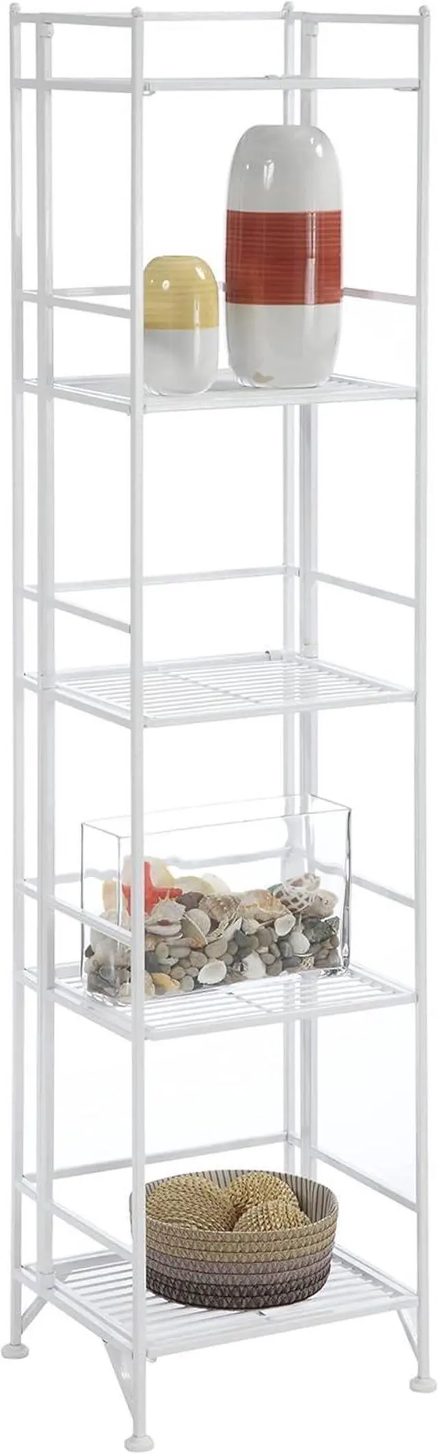 Alt view image 4 of 5 - Convenience Concepts Xtra Storage Shelves - 5-Tier Folding Metal Storage Shelves, Closet Organizer for Office, Laundry Room, Bedroom, Garage, Kitchen, Bathroom, White
