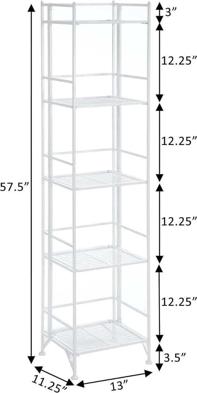 Alt view image 3 of 5 - Convenience Concepts Xtra Storage Shelves - 5-Tier Folding Metal Storage Shelves, Closet Organizer for Office, Laundry Room, Bedroom, Garage, Kitchen, Bathroom, White