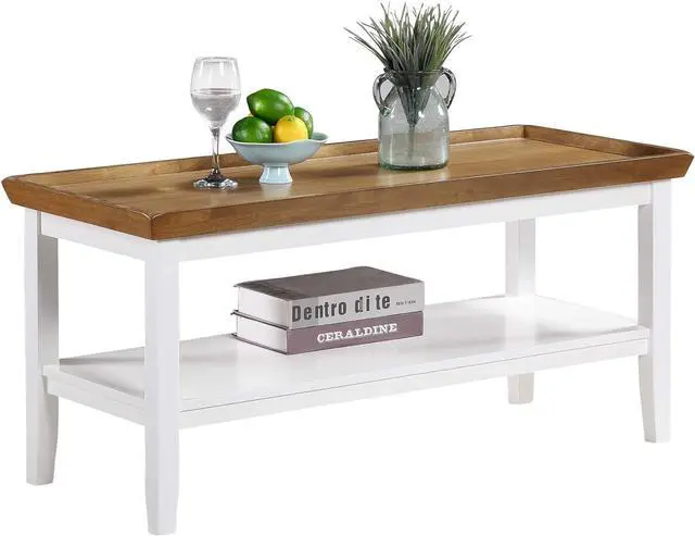 Alt view image 4 of 7 - Convenience Concepts Ledgewood Coffee Table with Shelf, Driftwood/White
