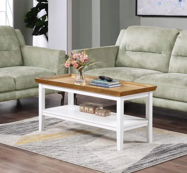 Alt view image 2 of 7 - Convenience Concepts Ledgewood Coffee Table with Shelf, Driftwood/White