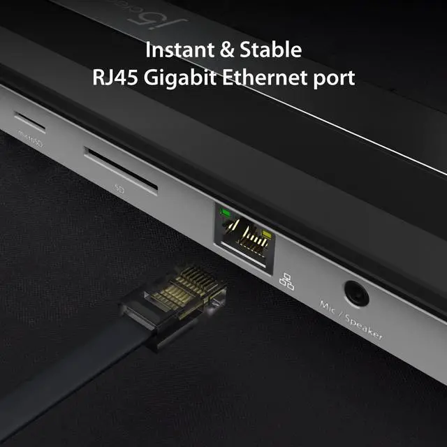 Alt view image 6 of 7 - USB-C 4K HDMI Docking Station (9-in-1) 4K HDMI 5Gbps USB-A x3 Card Reader PD 100W Gigabit Ethernet Combo Audio Jack for MacBook and Windows USB-C Laptop (JCD533)