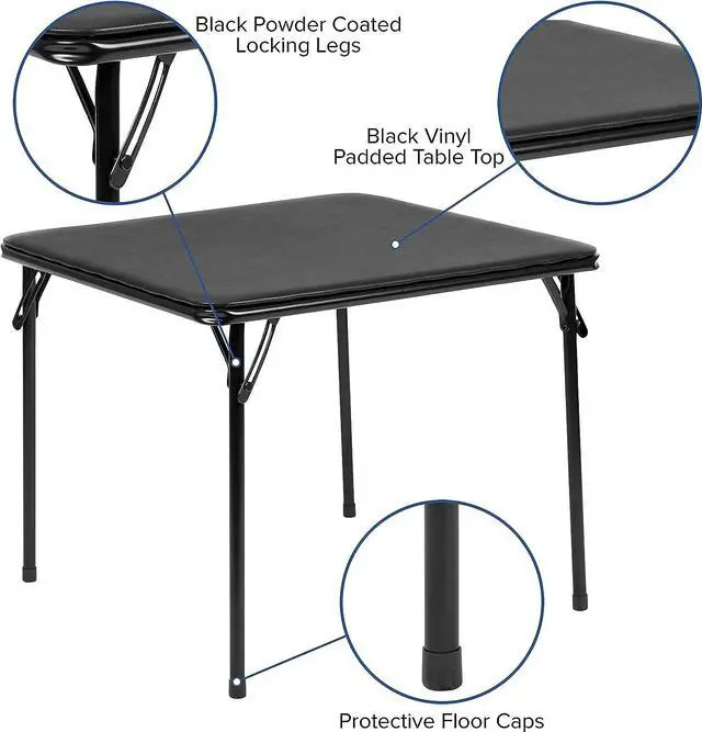 Alt view image 5 of 7 - HBCY Creations 5 Piece Kid's Folding Table and Chairs Set - Black Design - Lightweight & Portable - Safety Lock Feature - Seating for 4, Welcome to consult