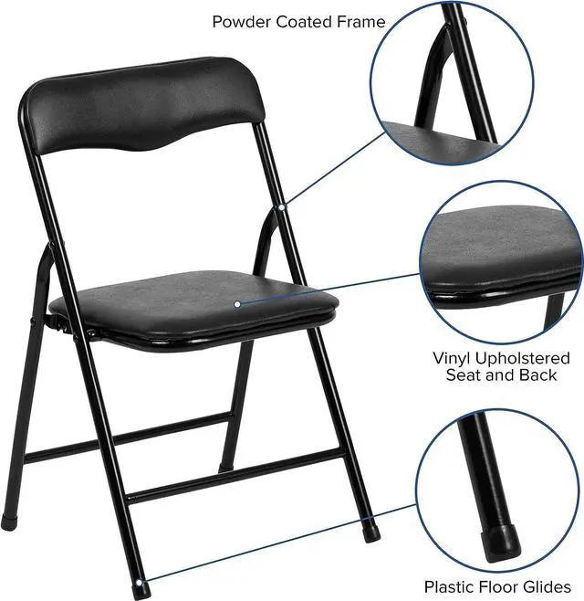 Alt view image 6 of 7 - HBCY Creations 5 Piece Kid's Folding Table and Chairs Set - Black Design - Lightweight & Portable - Safety Lock Feature - Seating for 4, Welcome to consult
